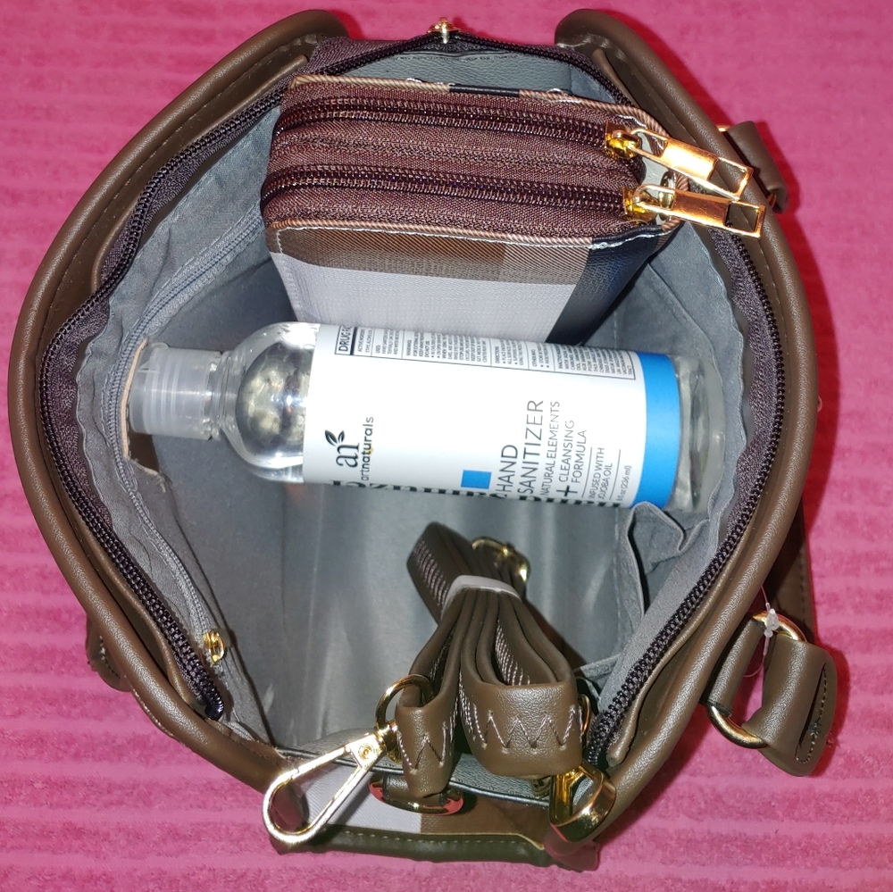 Plaid Small Handbag trimmed in Coffee Color or Chocolate Brown/Matching … - Picture 8 of 8